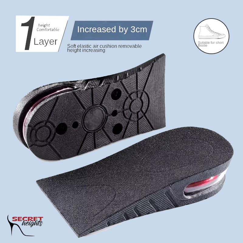 Adjustable Height-Increasing Insoles with Air Cushion and Cut-to-Fit Design