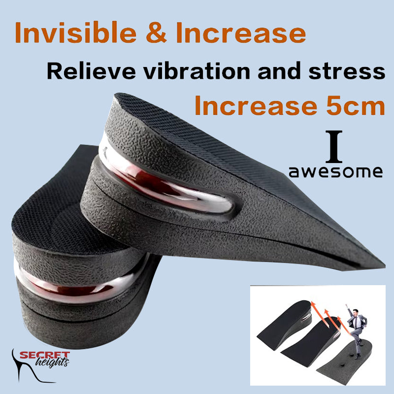 Adjustable Height-Increasing Insoles with Air Cushion and Cut-to-Fit Design