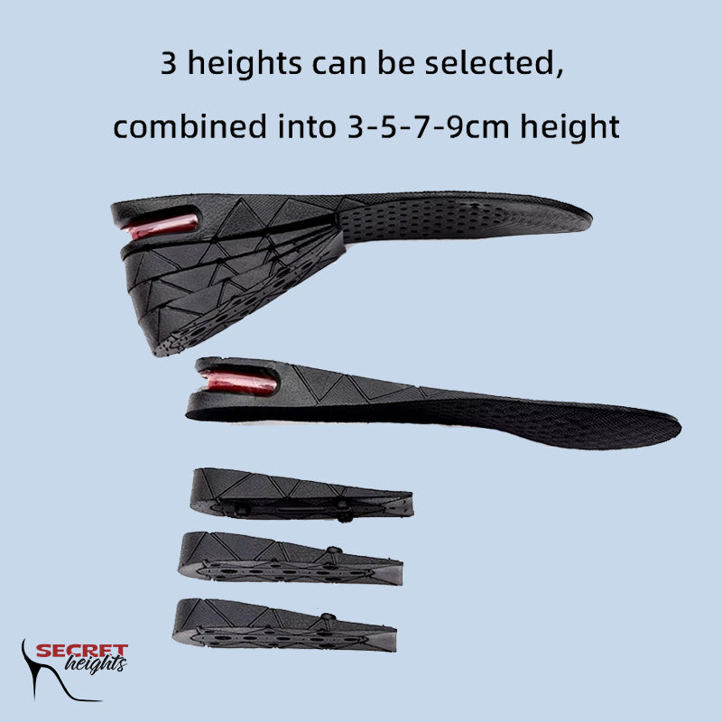 Adjustable Height-Increasing Insoles with Air Cushion and Cut-to-Fit Design