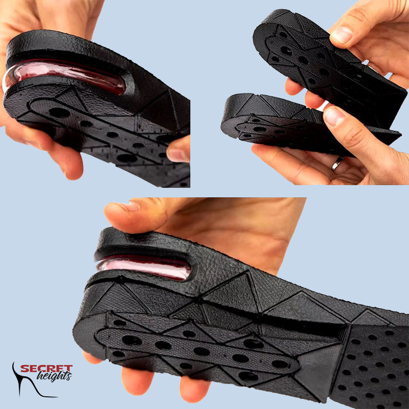 Adjustable Height-Increasing Insoles with Air Cushion and Cut-to-Fit Design