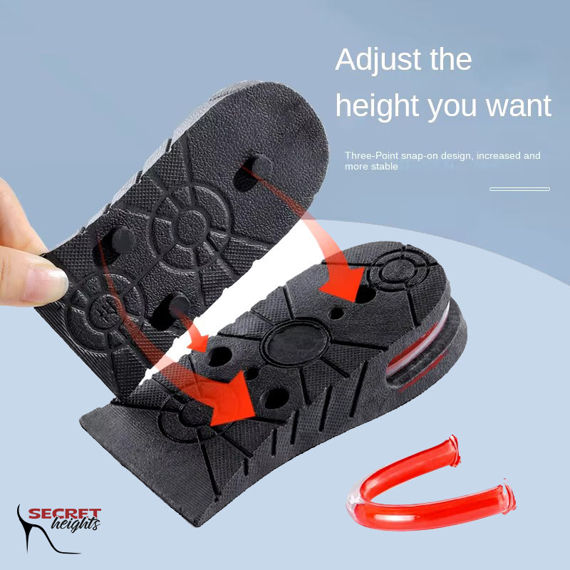 Adjustable Height-Increasing Insoles with Air Cushion and Cut-to-Fit Design