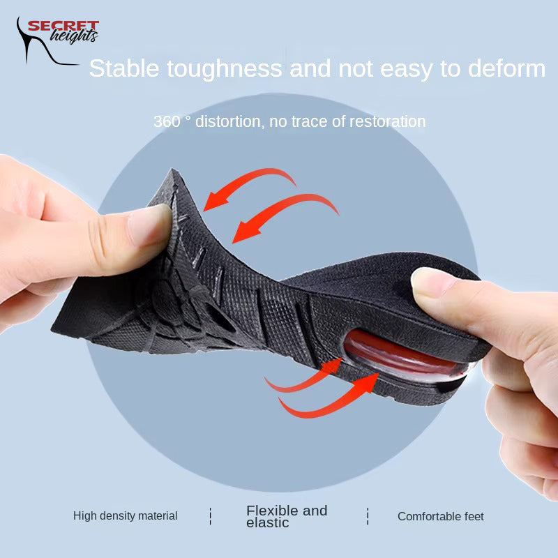 Adjustable Height-Increasing Insoles with Air Cushion and Cut-to-Fit Design