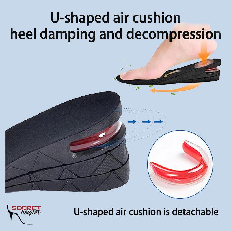 Adjustable Height-Increasing Insoles with Air Cushion and Cut-to-Fit Design